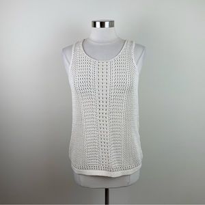 Gap Cream Tan White Crochet Knit Bohemian Blouse Top Women Medium